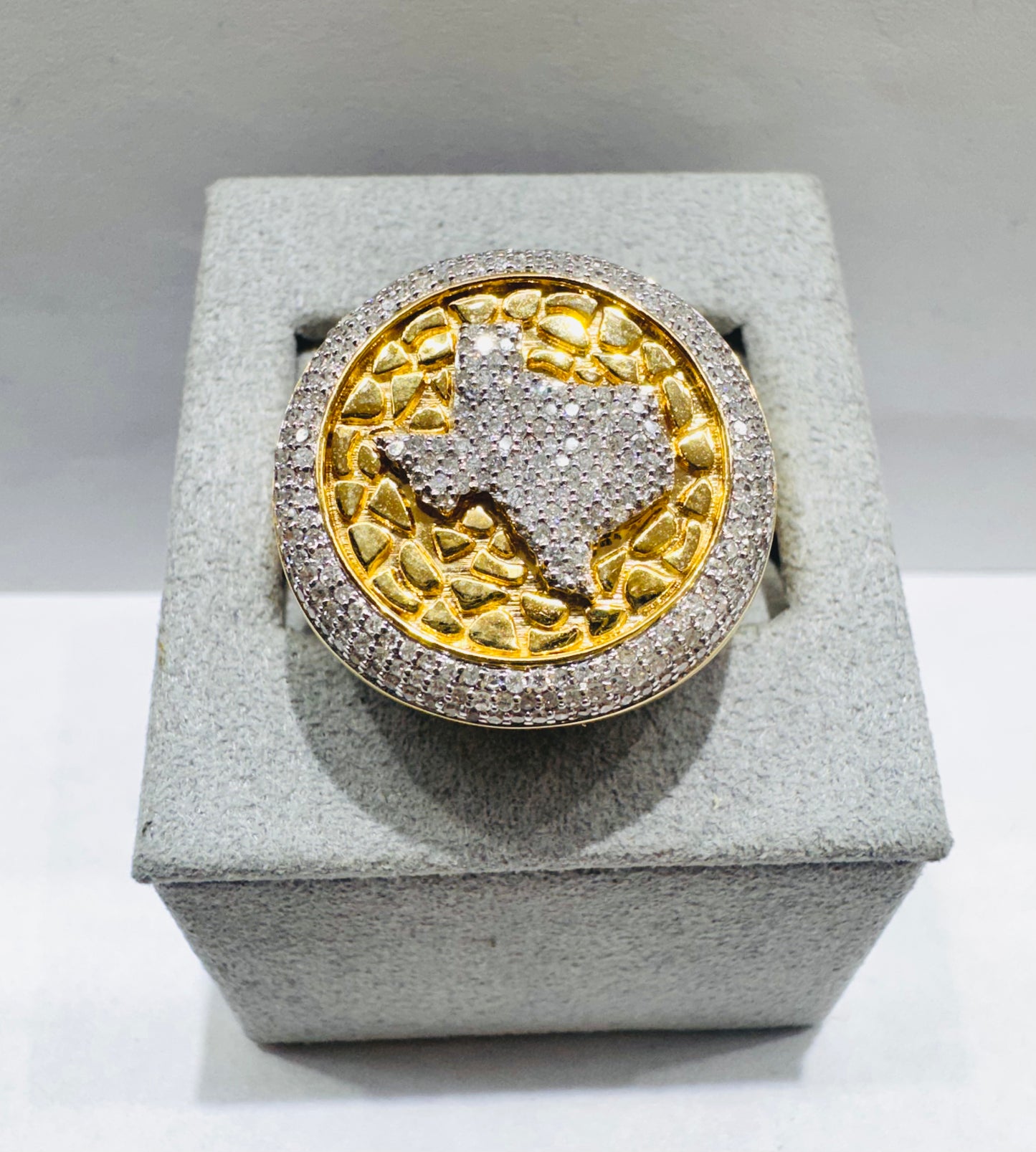 10K GOLD MEN’S NATURAL DIAMOND TEXAS RING 0.90CT, SIZE: 10