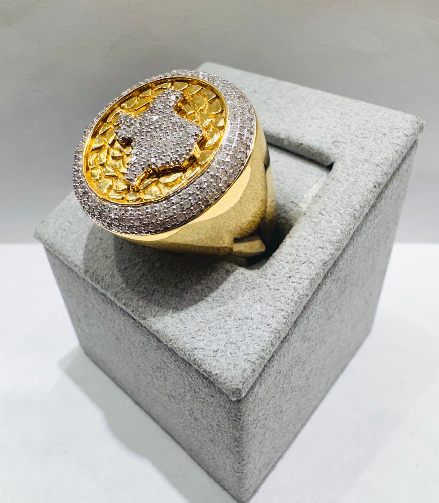 10K GOLD MEN’S NATURAL DIAMOND TEXAS RING 0.90CT, SIZE: 10