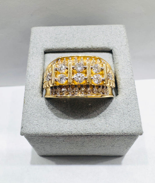 14K GOLD MEN’S NATURAL DIAMOND RING 1.12CT, SIZE: 10