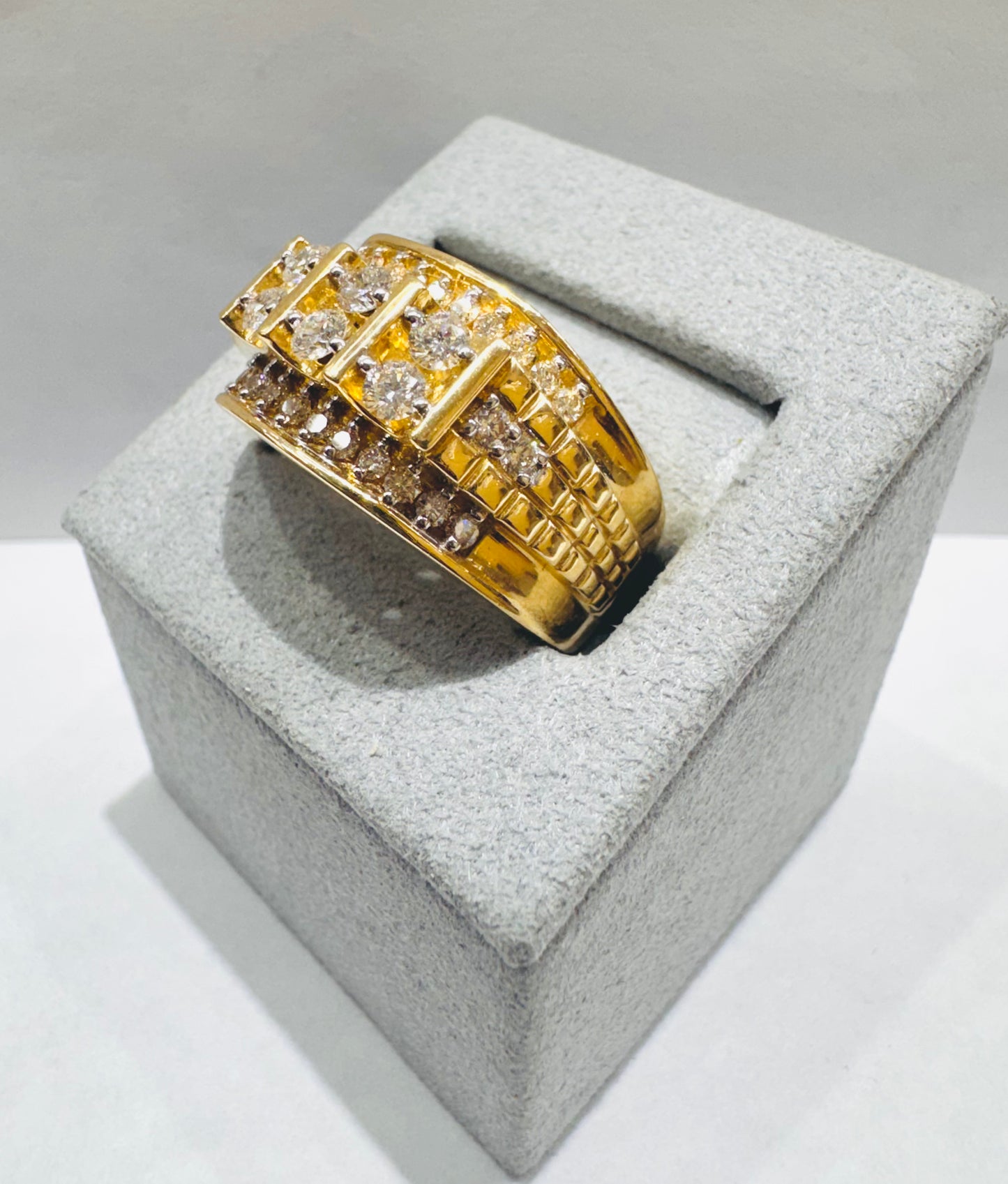 14K GOLD MEN’S NATURAL DIAMOND RING 1.12CT, SIZE: 10