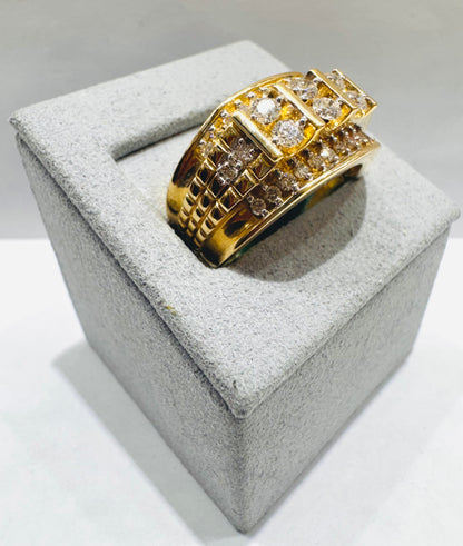 14K GOLD MEN’S NATURAL DIAMOND RING 1.12CT, SIZE: 10