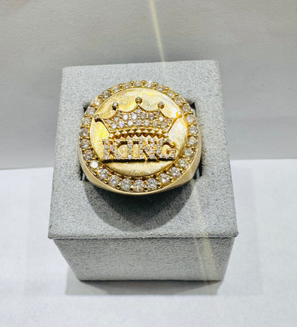 10K GOLD MEN’S NATURAL DIAMOND “KING” RING 1.20CT, SIZE: 10.5