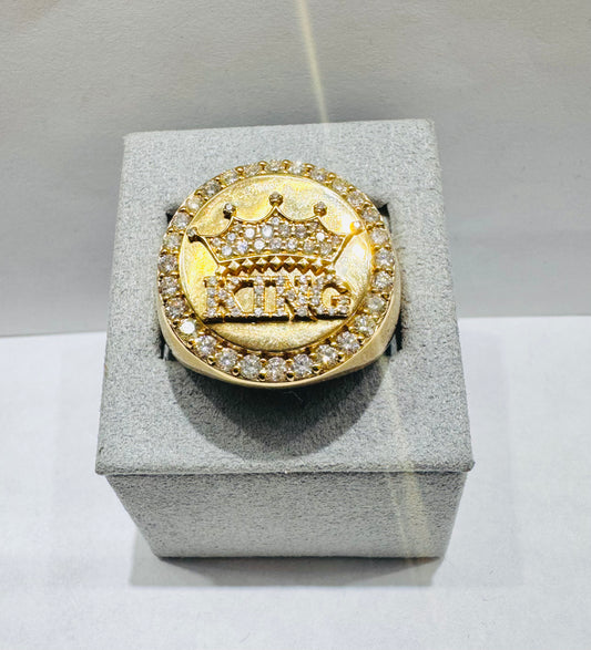 10K GOLD MEN’S NATURAL DIAMOND “KING” RING 1.20CT, SIZE: 10.5