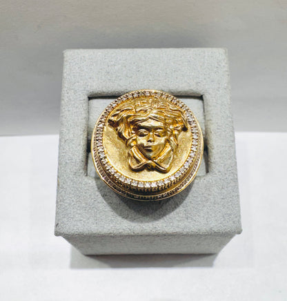 10K GOLD MEN’S NATURAL DIAMOND MEDUSA RING 0.70CT, SIZE: 6
