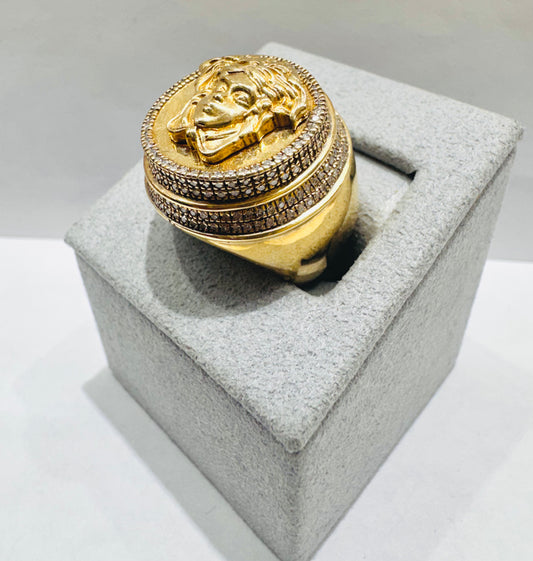 10K GOLD MEN’S NATURAL DIAMOND MEDUSA RING 0.70CT, SIZE: 6