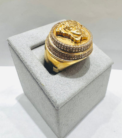 10K GOLD MEN’S NATURAL DIAMOND MEDUSA RING 0.70CT, SIZE: 6