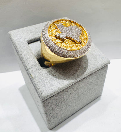 10K GOLD MEN’S NATURAL DIAMOND TEXAS RING 0.90CT, SIZE: 10