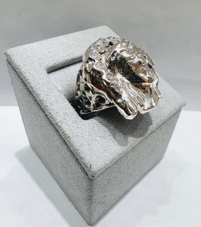 10K WHITE GOLD MEN’S NATURAL DIAMOND JESUS RING 0.50TW, SIZE: 10.5