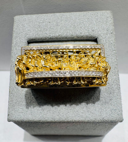 10K GOLD MEN’S NATURAL DIAMOND LAST SUPPER RING 0.28CT, SIZE: 10
