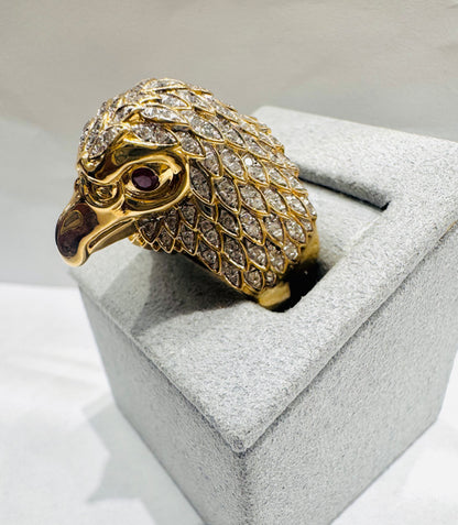 10K GOLD MEN’S NATURAL DIAMOND EAGLE RING 1.CT, SIZE: 7.5