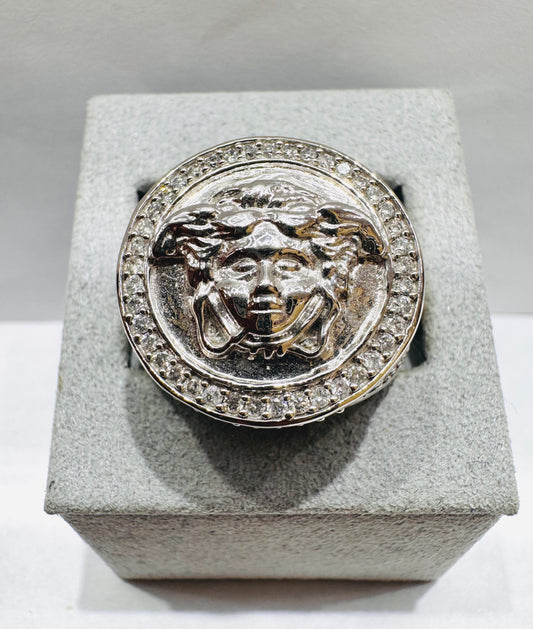 10K WHITE GOLD MEN’S NATURAL DIAMOND MEDUSA RING 2.78CT, SIZE: 10