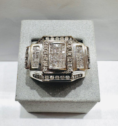 14K WHITE GOLD MEN’S NATURAL DIAMOND RING 3.00tw, SIZE: 12