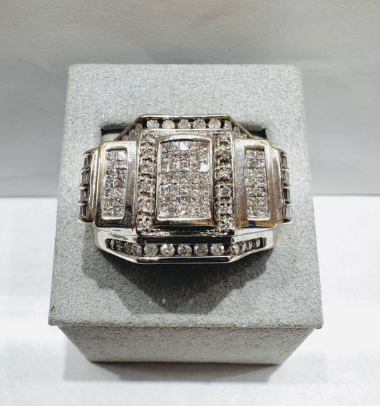 14K WHITE GOLD MEN’S NATURAL DIAMOND RING 3.00tw, SIZE: 12