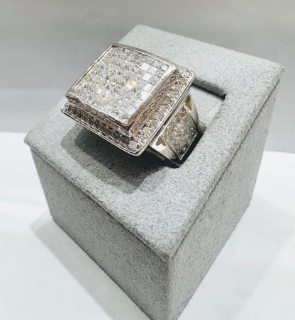 14K WHITE GOLD MEN’S NATURAL DIAMOND RING 3.60CT, SIZE: 10.5