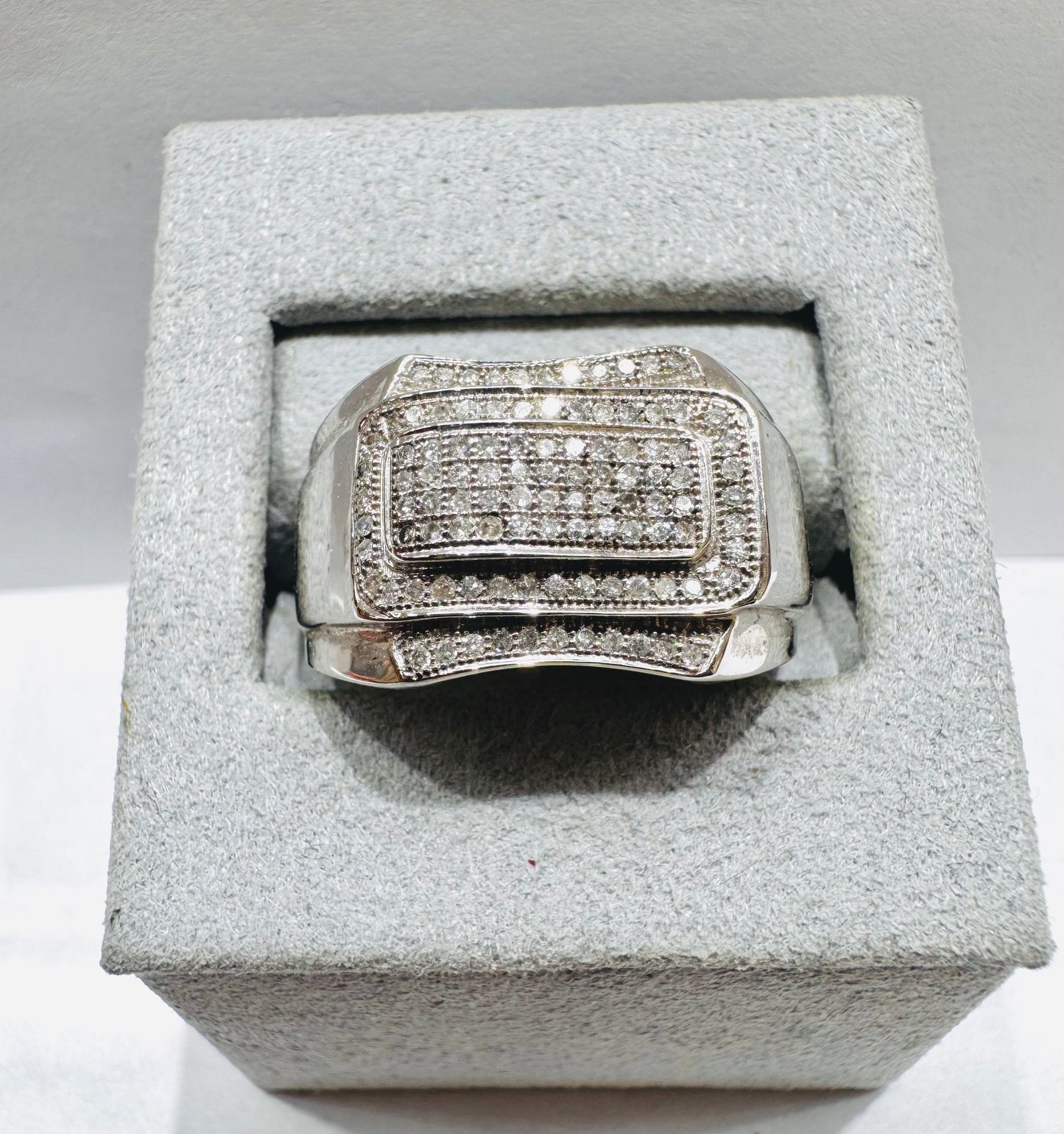 10K WHITE GOLD MEN’S NATURAL DIAMOND RING 0.33CT, SIZE: 10