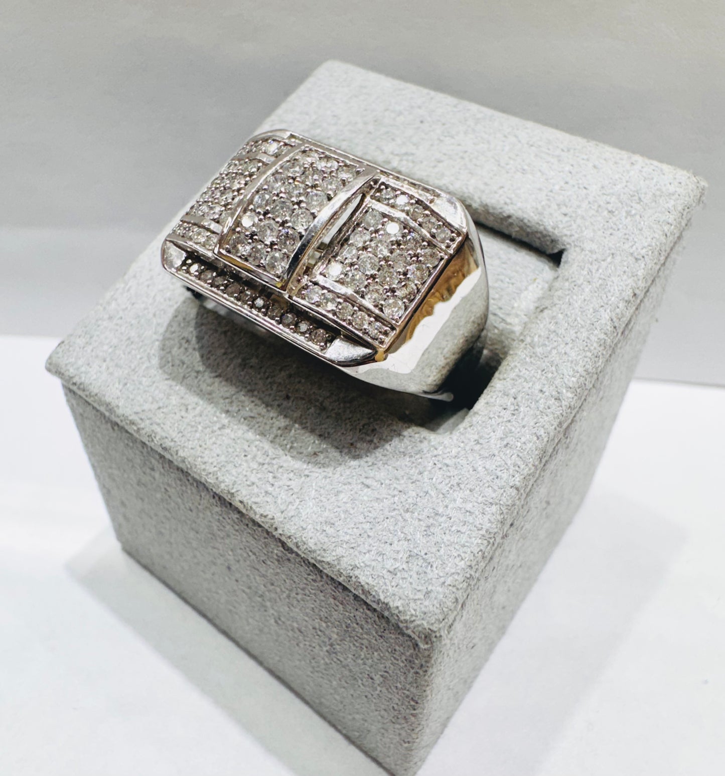 10K WHITE GOLD MEN’S NATURAL DIAMOND RING 1.00tw, SIZE: 10
