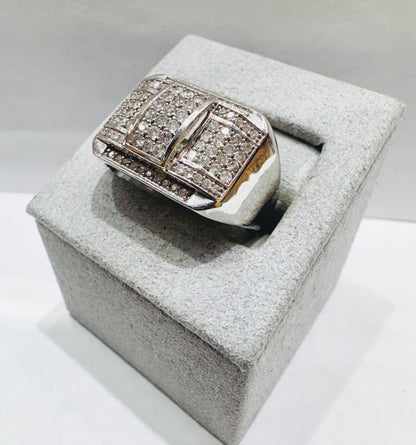 10K WHITE GOLD MEN’S NATURAL DIAMOND RING 1.00tw, SIZE: 10