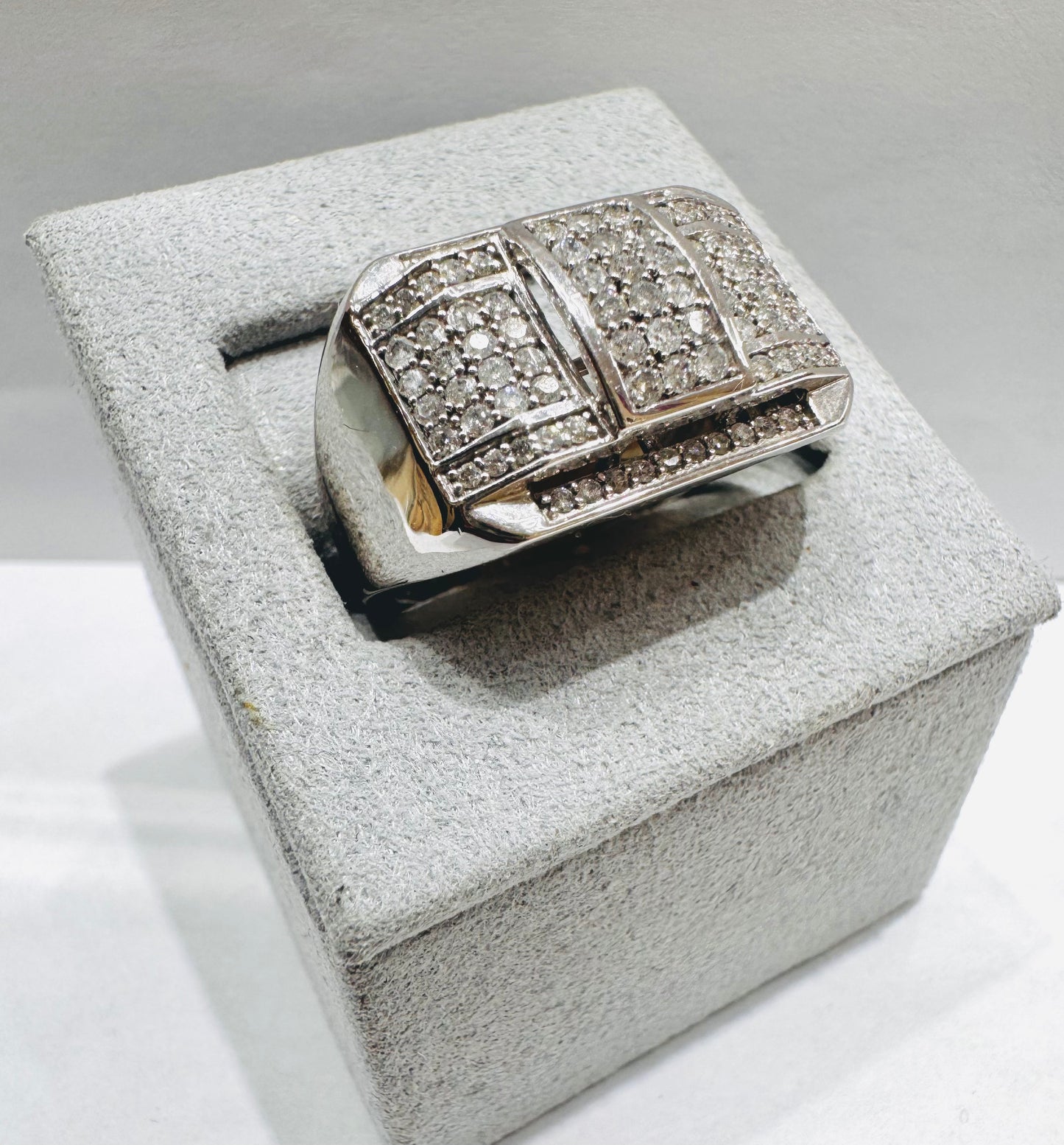 10K WHITE GOLD MEN’S NATURAL DIAMOND RING 1.00tw, SIZE: 10