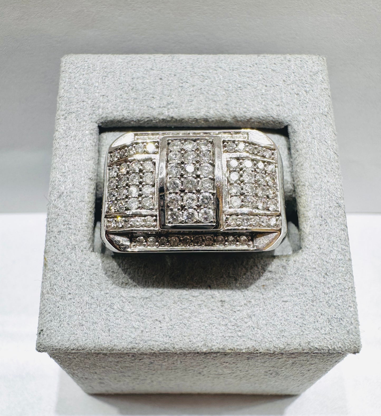 10K WHITE GOLD MEN’S NATURAL DIAMOND RING 1.00tw, SIZE: 10