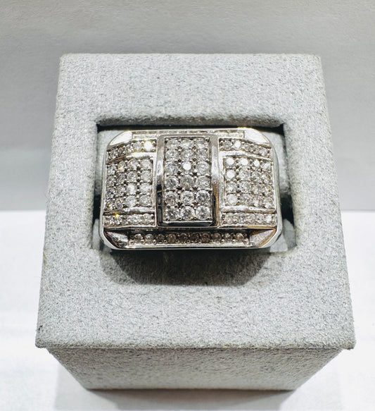 10K WHITE GOLD MEN’S NATURAL DIAMOND RING 1.00tw, SIZE: 10