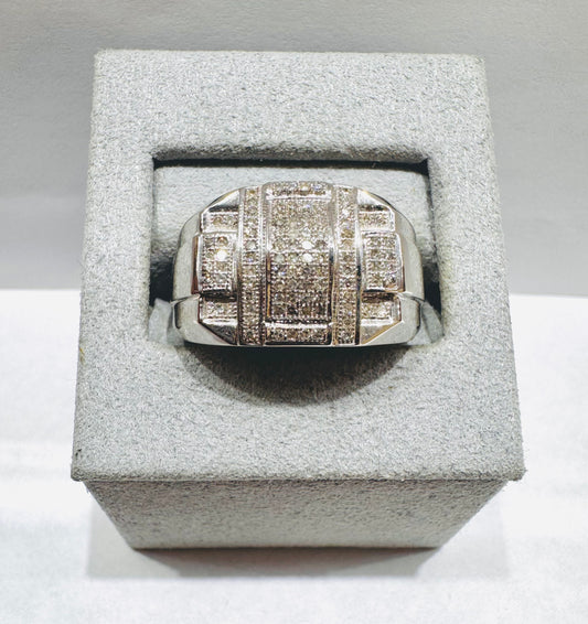 10K WHITE GOLD MEN’S NATURAL DIAMOND RING 0.33CT, SIZE: 10