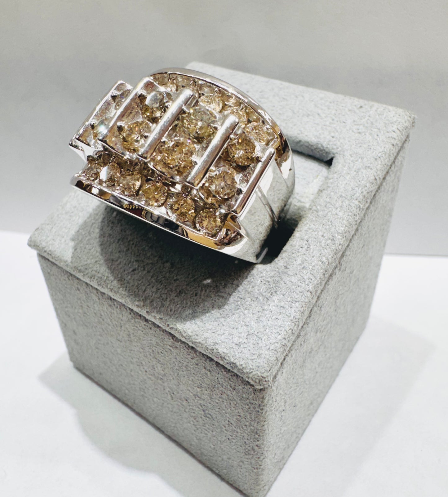 10K WHITE GOLD MEN’S NATURAL DIAMOND RING 3.00CT, SIZE: 10