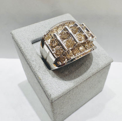 10K WHITE GOLD MEN’S NATURAL DIAMOND RING 3.00CT, SIZE: 10