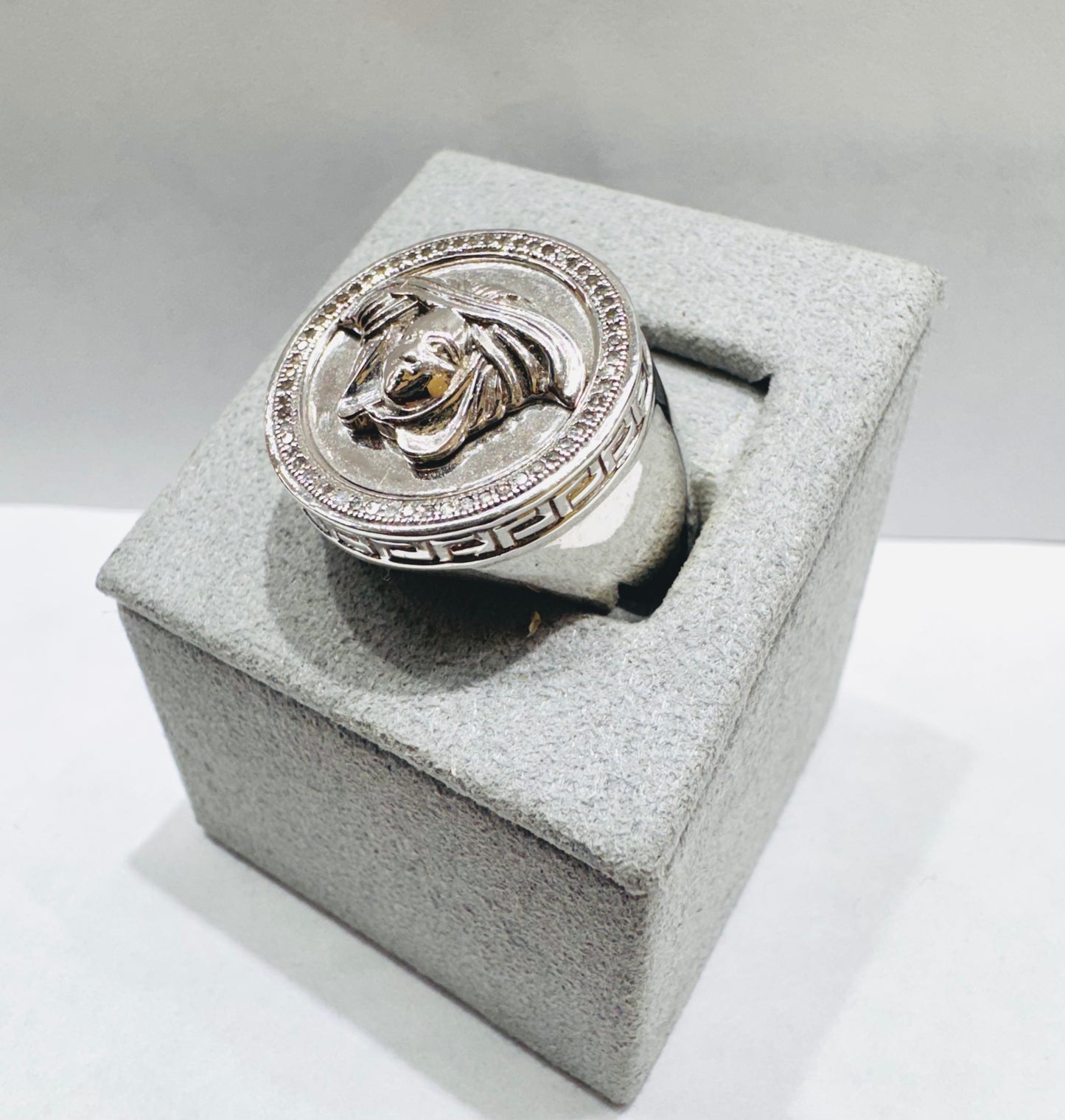 10K WHITE GOLD MEN’S NATURAL DIAMOND MEDUSA RING 0.20CT, SIZE: 10.5