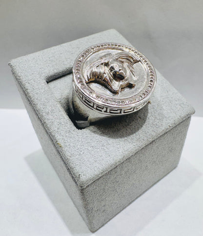 10K WHITE GOLD MEN’S NATURAL DIAMOND MEDUSA RING 0.20CT, SIZE: 10.5