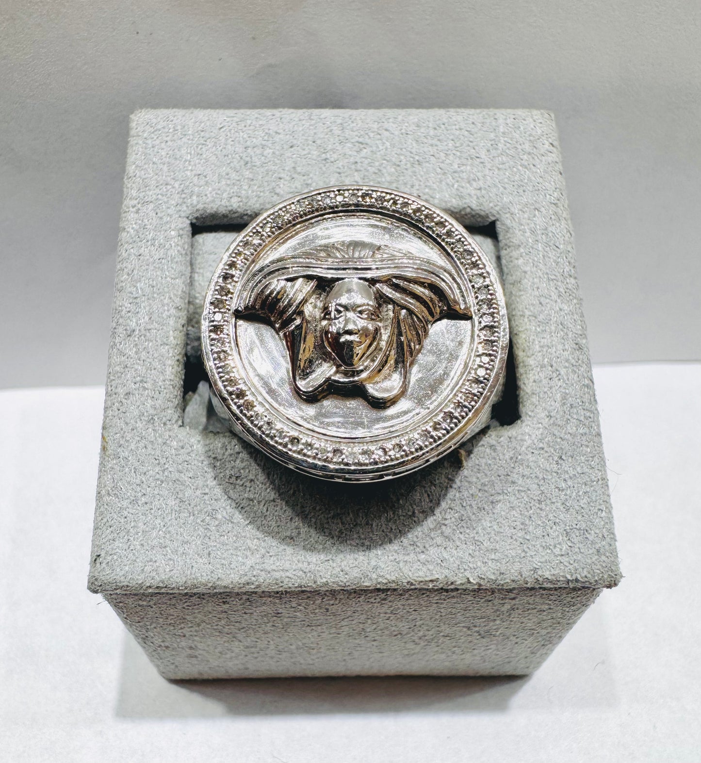 10K WHITE GOLD MEN’S NATURAL DIAMOND MEDUSA RING 0.20CT, SIZE: 10.5