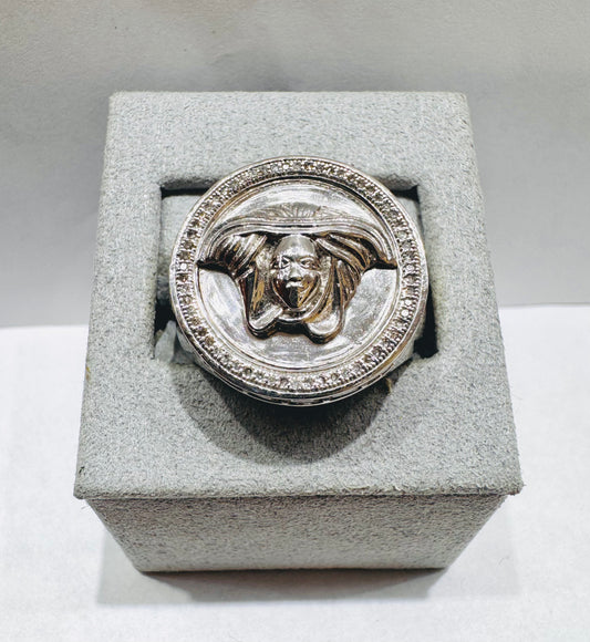 10K WHITE GOLD MEN’S NATURAL DIAMOND MEDUSA RING 0.20CT, SIZE: 10.5