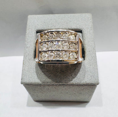 14K WHITE GOLD MEN’S NATURAL DIAMOND RING, SIZE: 10