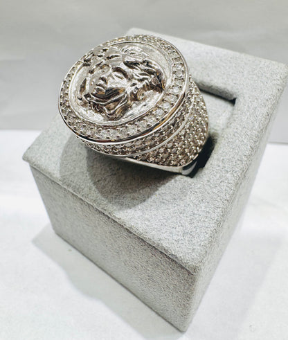 10K WHITE GOLD MEN’S NATURAL DIAMOND MEDUSA RING 2.78CT, SIZE: 10