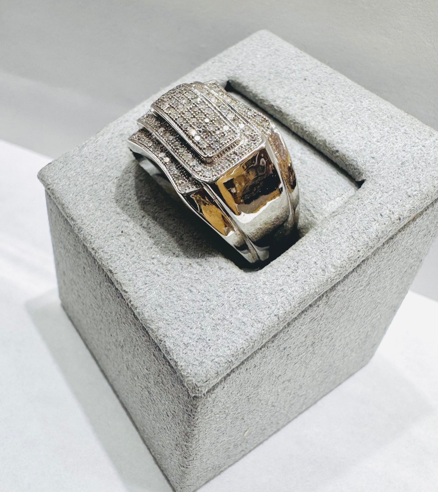 10K WHITE GOLD MEN’S NATURAL DIAMOND RING 0.33CT, SIZE: 10