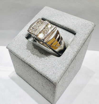 14K WHITE GOLD MEN’S NATURAL DIAMOND RING 1.CT, SIZE: 10