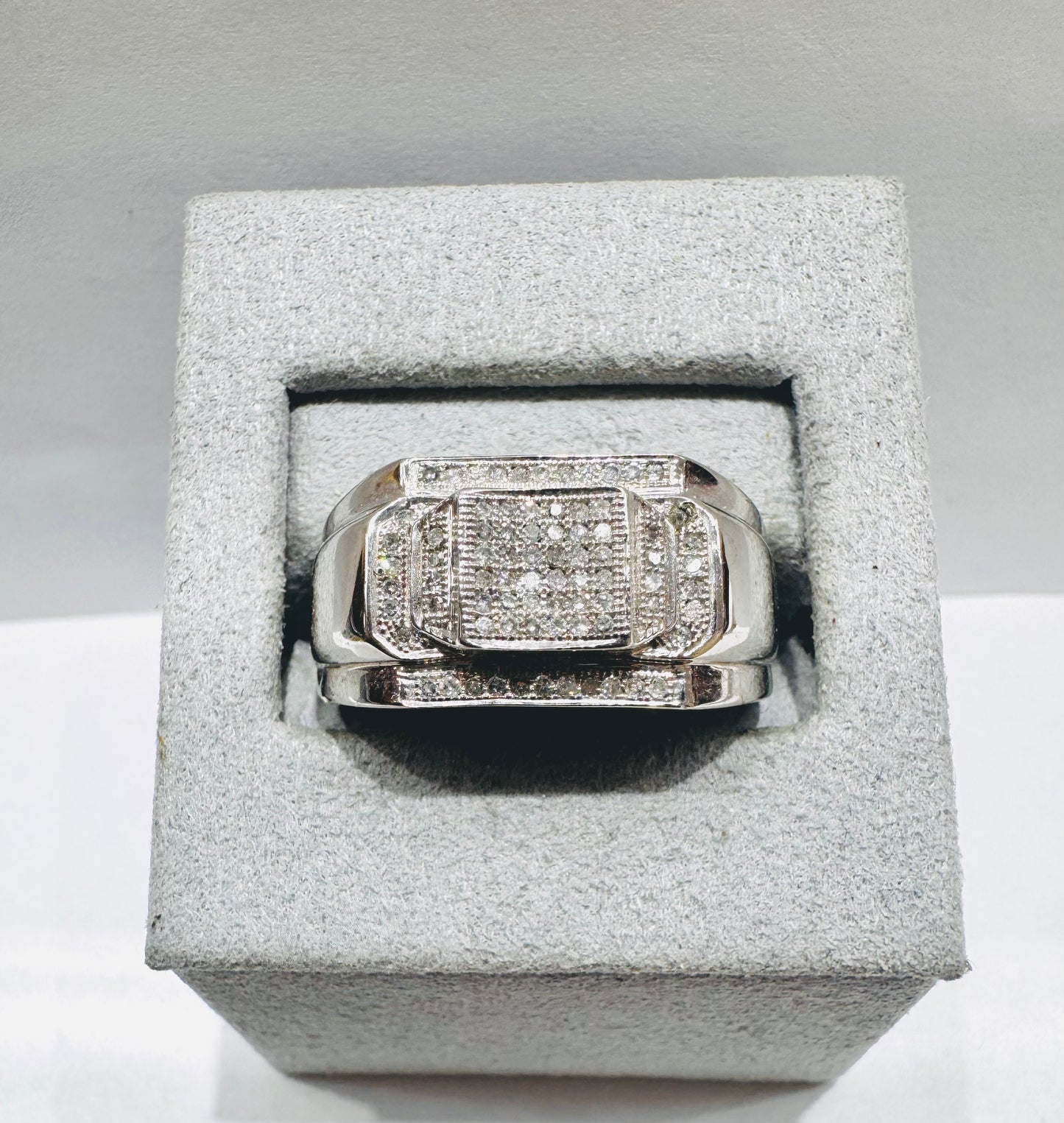 10K WHITE GOLD MEN’S NATURAL DIAMOND RING 0.25CT, SIZE: 10