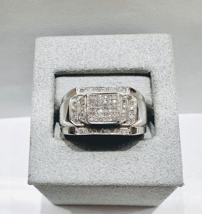 10K WHITE GOLD MEN’S NATURAL DIAMOND RING 0.25CT, SIZE: 10