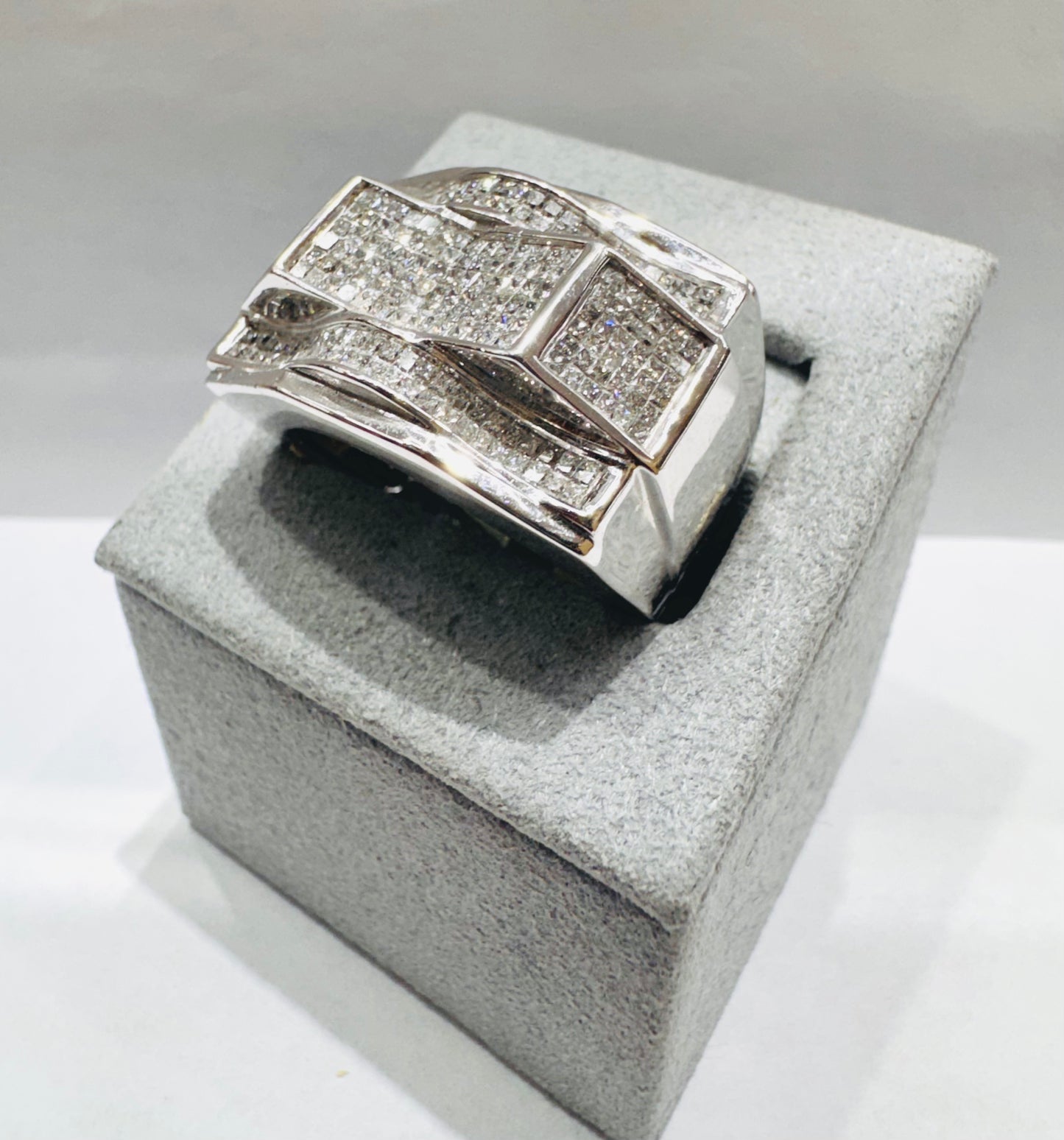 14K WHITE GOLD MEN’S NATURAL DIAMOND RING 2.00CT, SIZE: 10.5