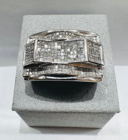 14K WHITE GOLD MEN’S NATURAL DIAMOND RING 2.00CT, SIZE: 10.5