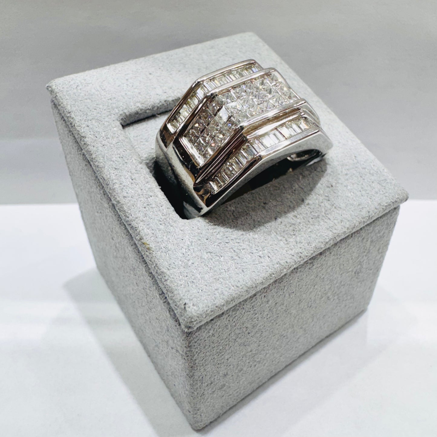 14K WHITE GOLD MEN’S NATURAL DIAMOND RING 2.50CT, SIZE: 10