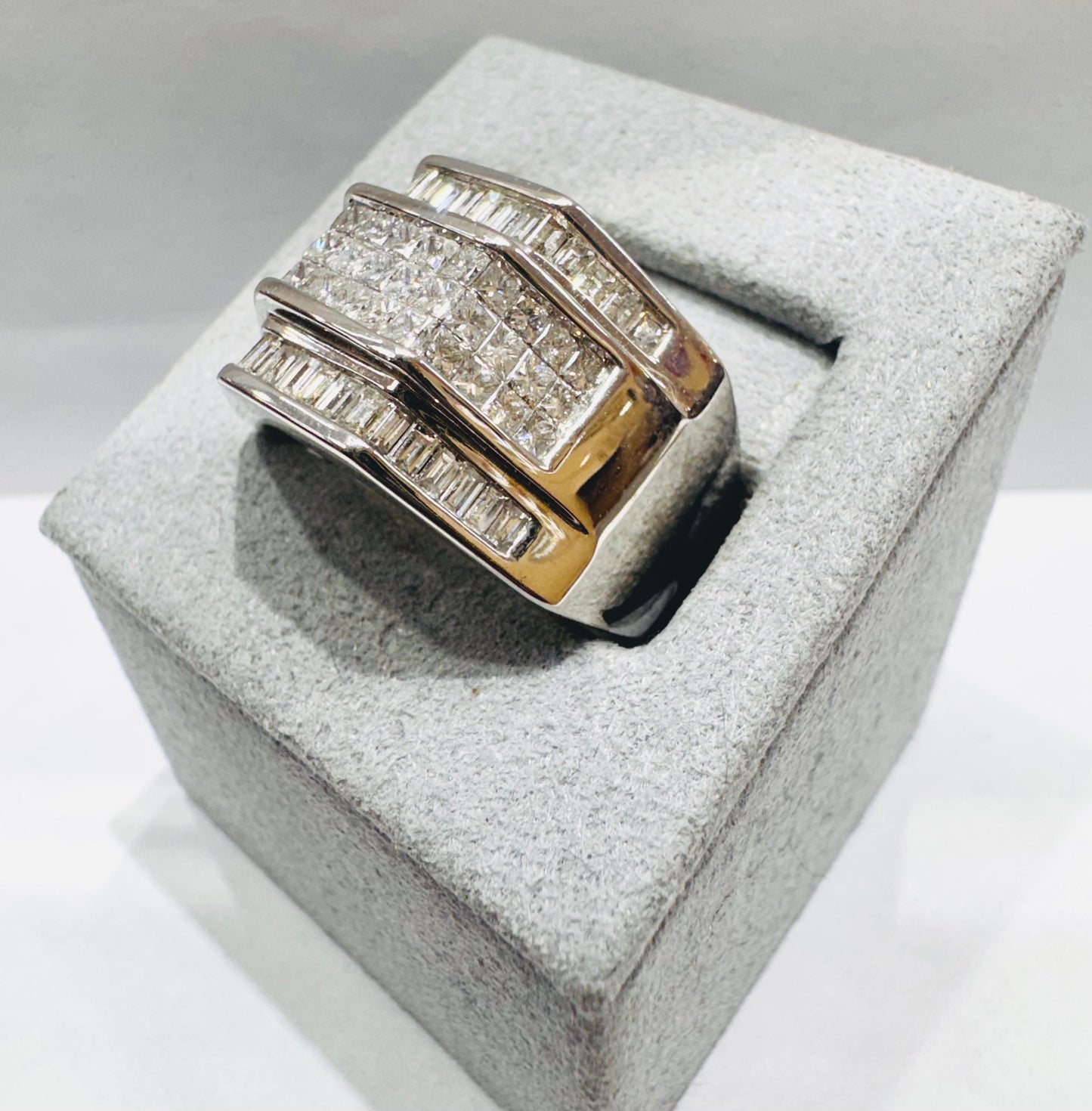 14K WHITE GOLD MEN’S NATURAL DIAMOND RING 2.50CT, SIZE: 10