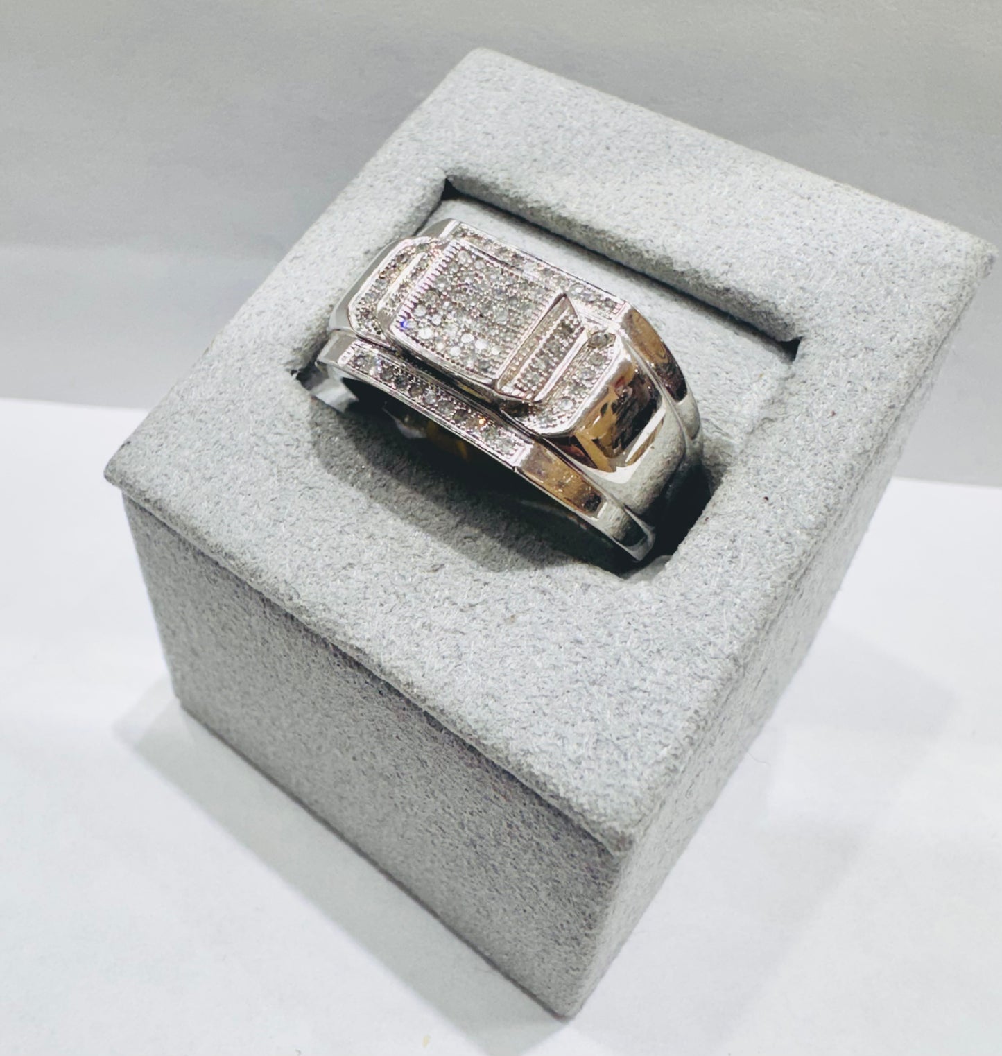 10K WHITE GOLD MEN’S NATURAL DIAMOND RING 0.25CT, SIZE: 10
