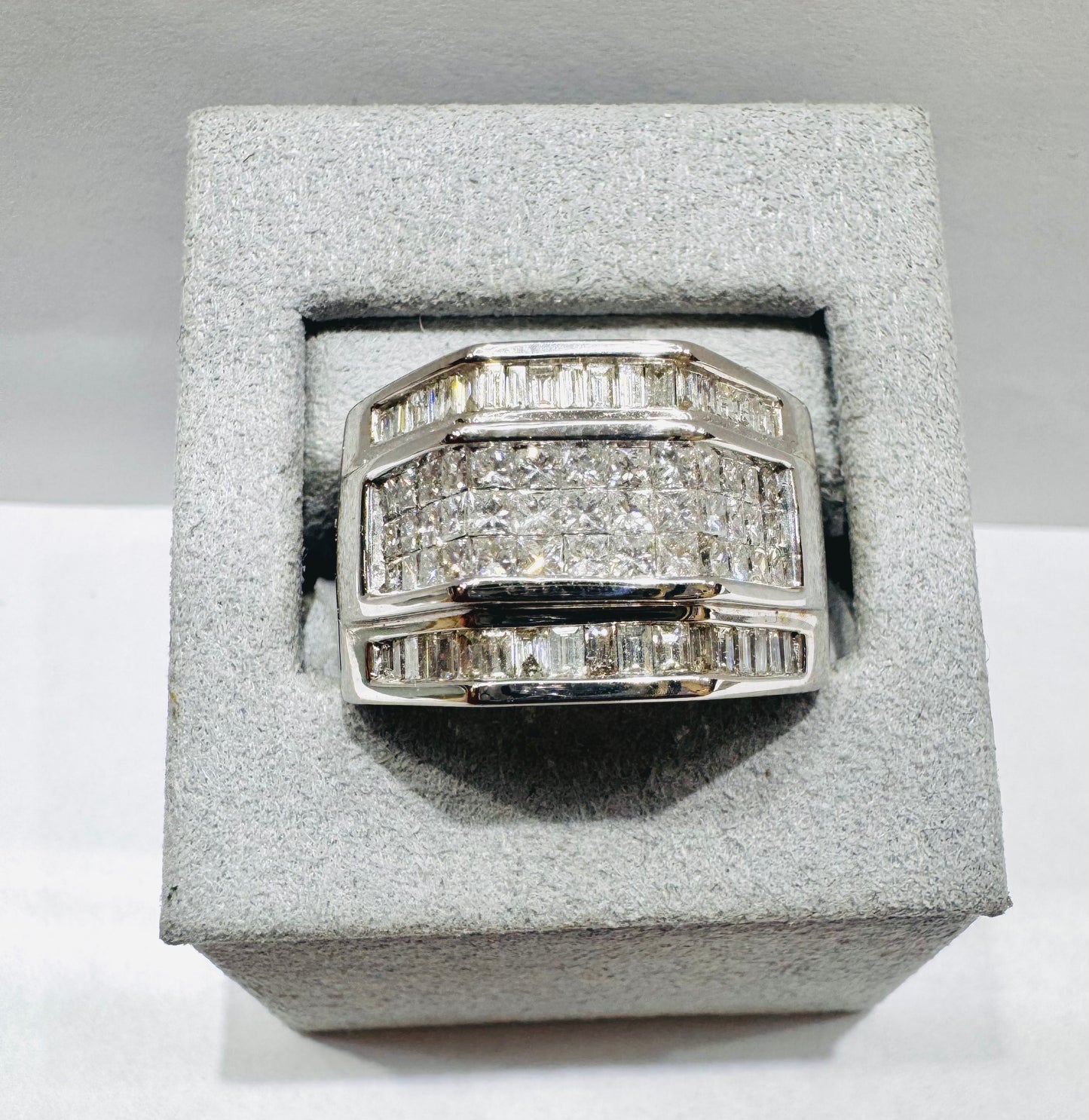 14K WHITE GOLD MEN’S NATURAL DIAMOND RING 2.50CT, SIZE: 10
