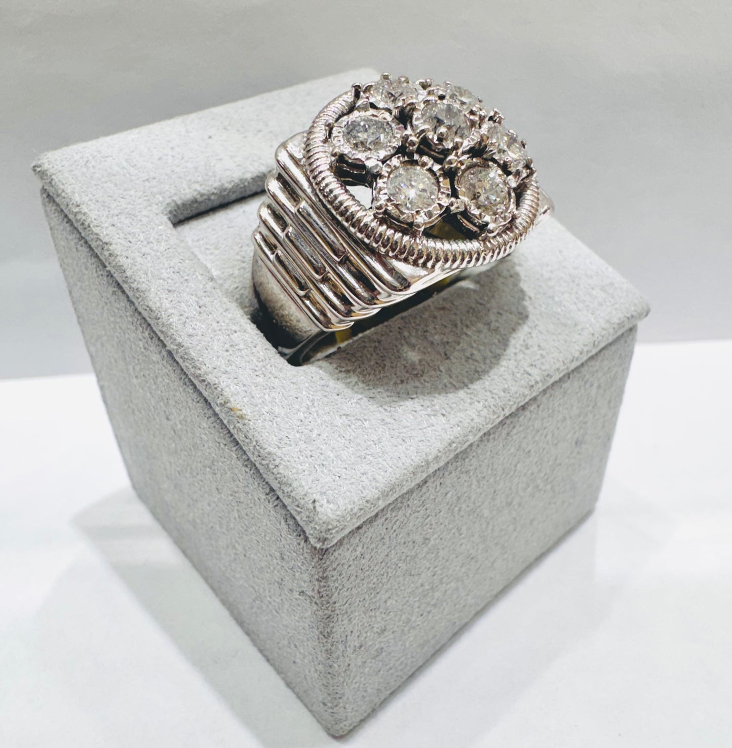 10K WHITE GOLD MEN’S NATURAL DIAMOND RING 1.50CT, SIZE: 11.5
