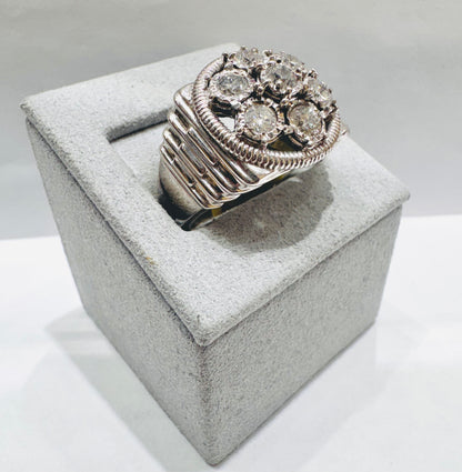 10K WHITE GOLD MEN’S NATURAL DIAMOND RING 1.50CT, SIZE: 11.5