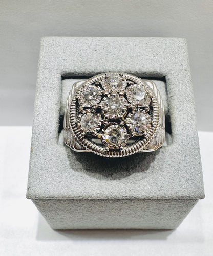 10K WHITE GOLD MEN’S NATURAL DIAMOND RING 1.50CT, SIZE: 11.5