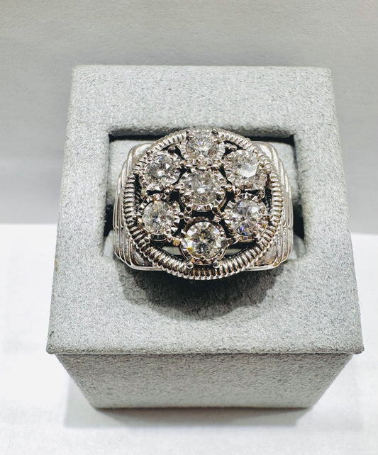 10K WHITE GOLD MEN’S NATURAL DIAMOND RING 1.50CT, SIZE: 11.5