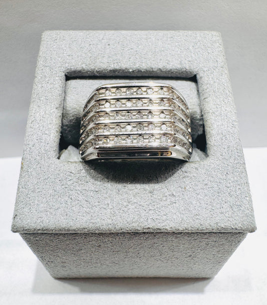 10K WHITE GOLD MEN’S NATURAL DIAMOND RING 0.50CT, SIZE: 8