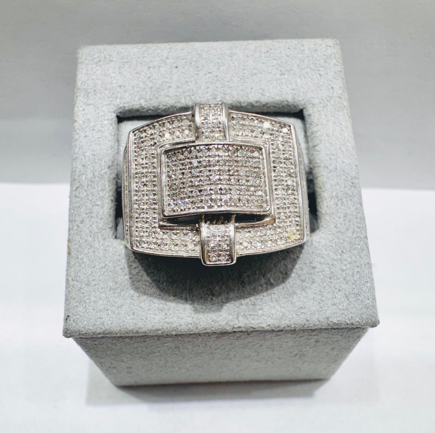 SILVER MEN’S NATURAL DIAMOND RING, SIZE: 10.5