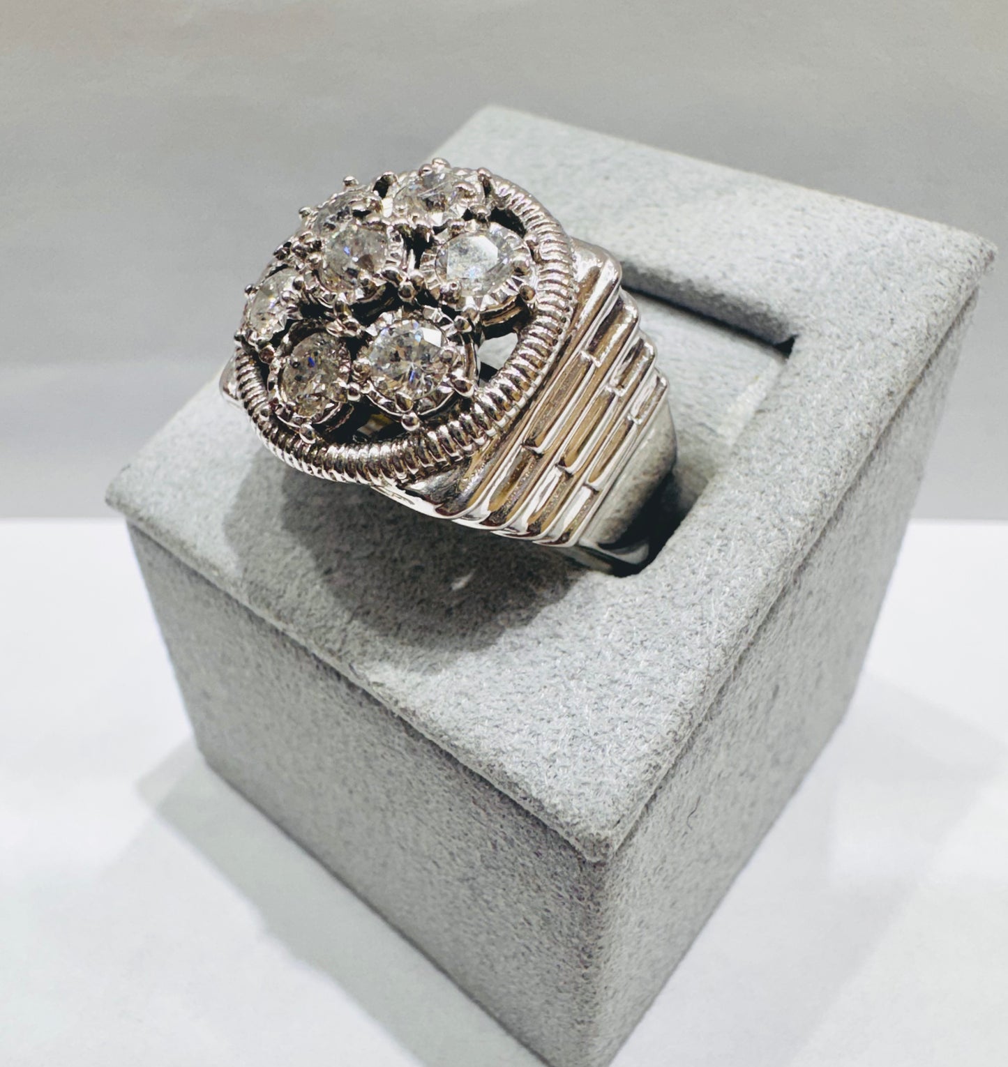 10K WHITE GOLD MEN’S NATURAL DIAMOND RING 1.50CT, SIZE: 11.5